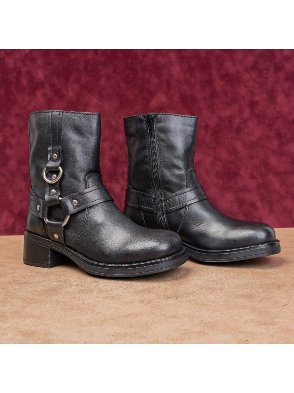 Steve Madden Women Festival Party Fashion Brown Burnished Leather Moto Boots 6.5